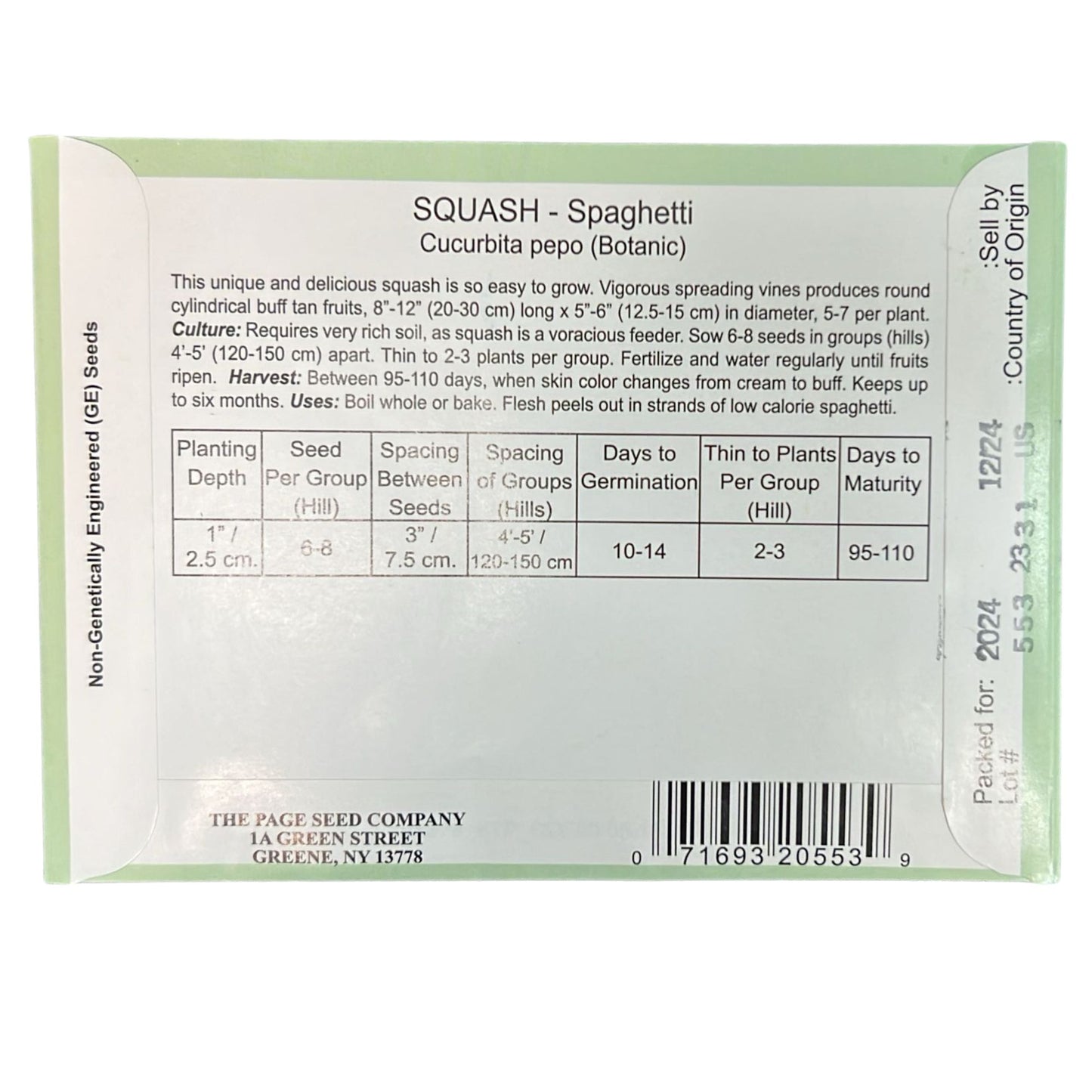 Valley Greene 1G Squash Spaghetti Seeds