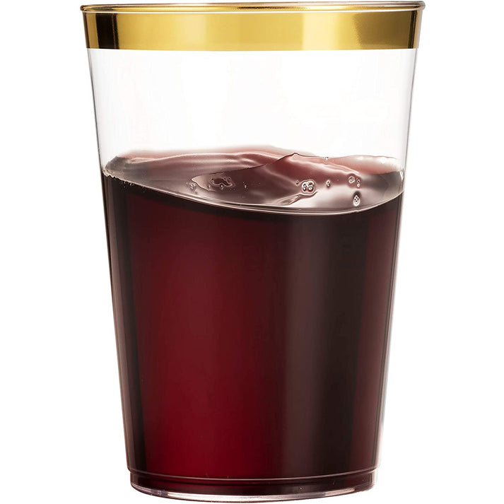 Disposable Plastic Clear 10oz Gold Rim Tumblers