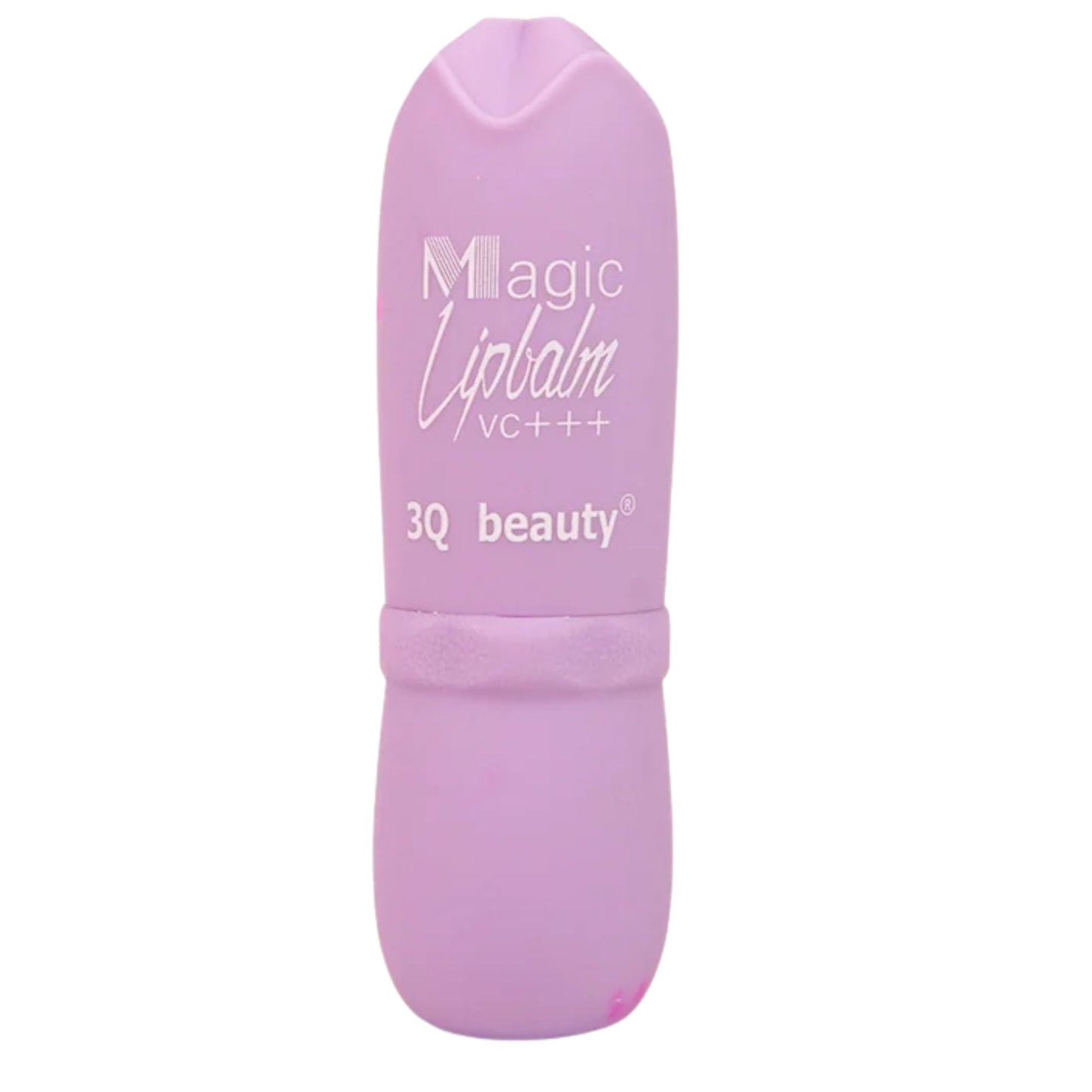 Purple lip balm with '3Q beauty' branding on a white background