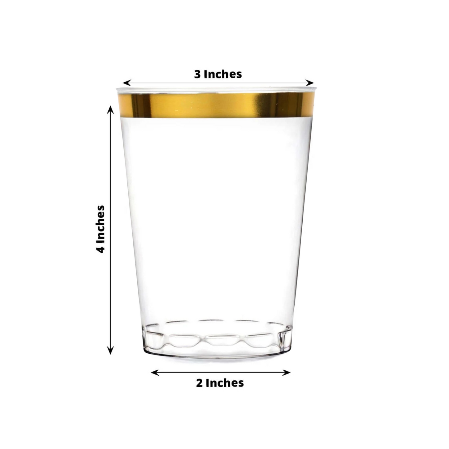 Disposable Plastic Clear 10oz Gold Rim Tumblers