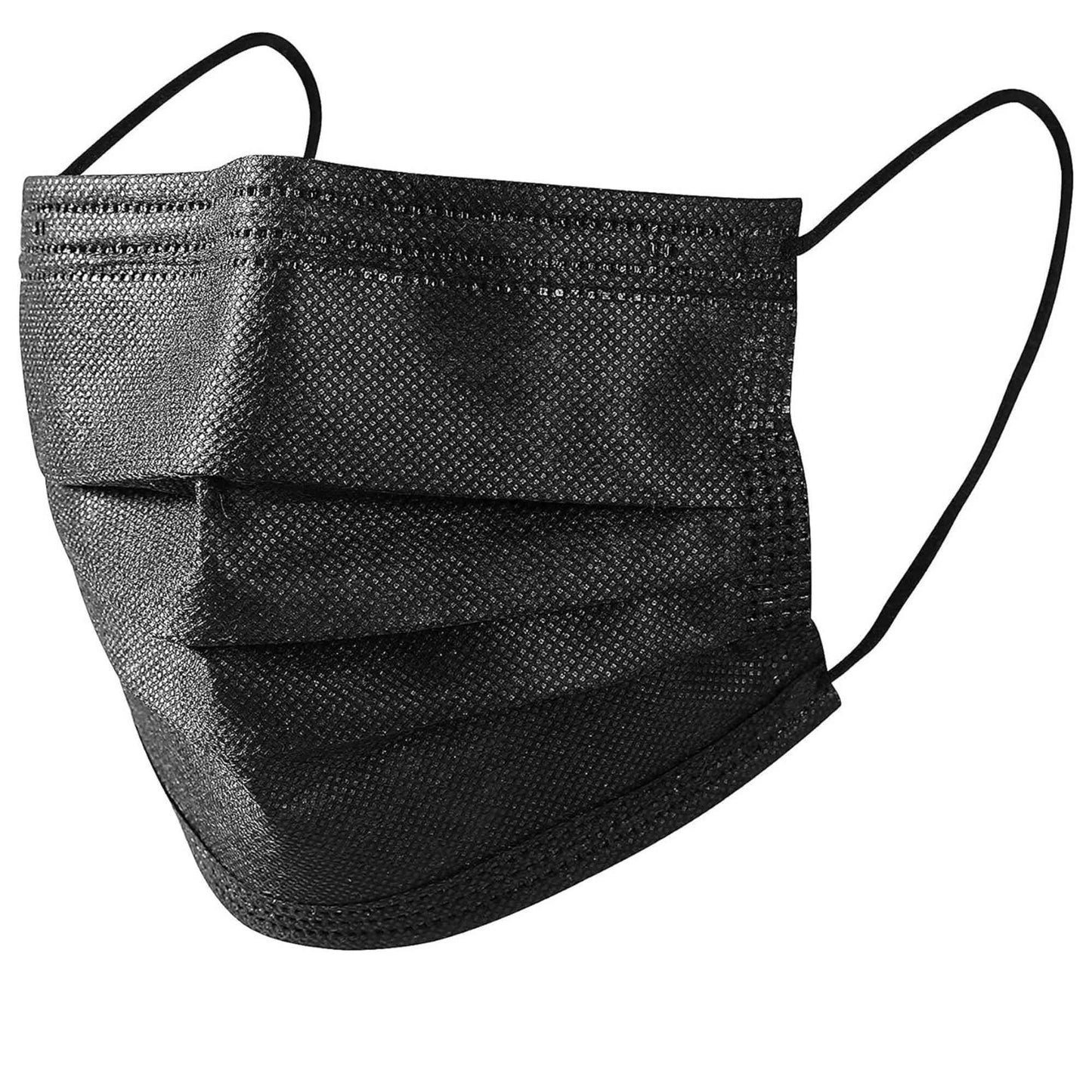 Disposable Black 3-Ply Face Masks with Elastic Earloops