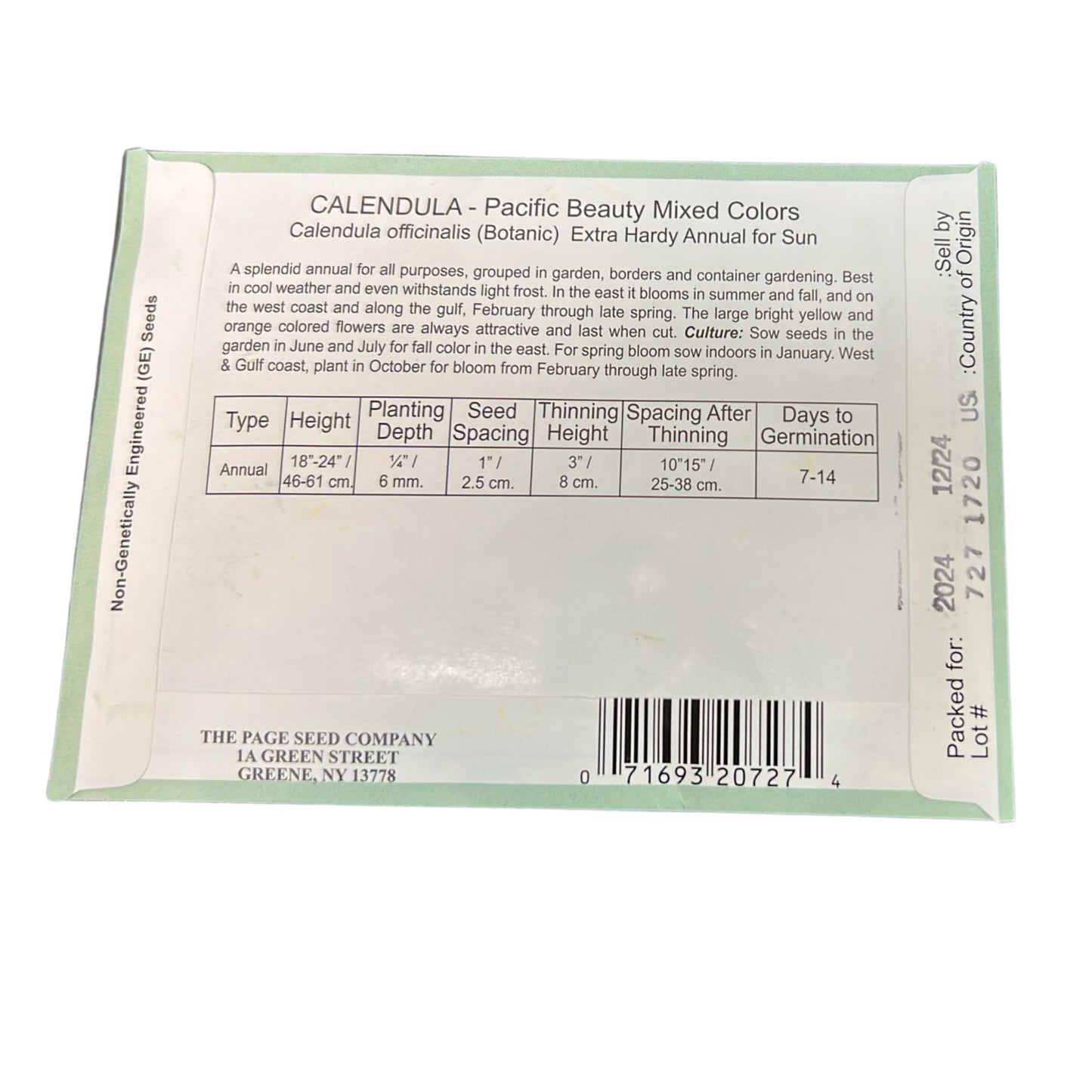 Valley Greene 275mg Calendula Pacific Beauty Seeds