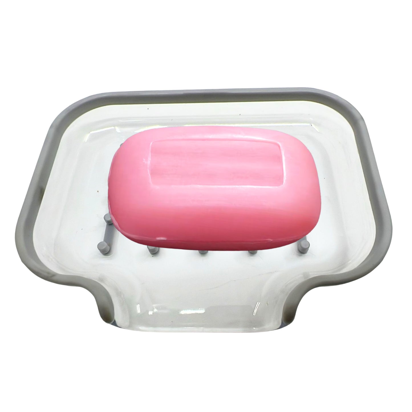 Transparent with Gray Border Plastic Soap Holder