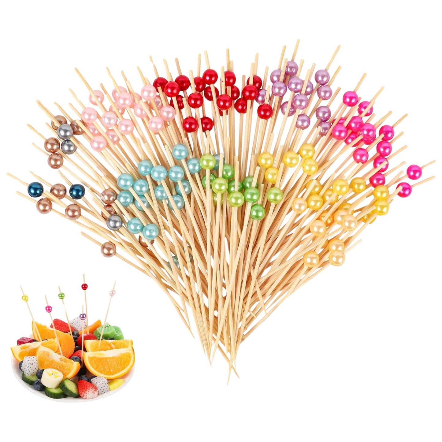 Colorful 4.7" Pearl Cocktail Picks