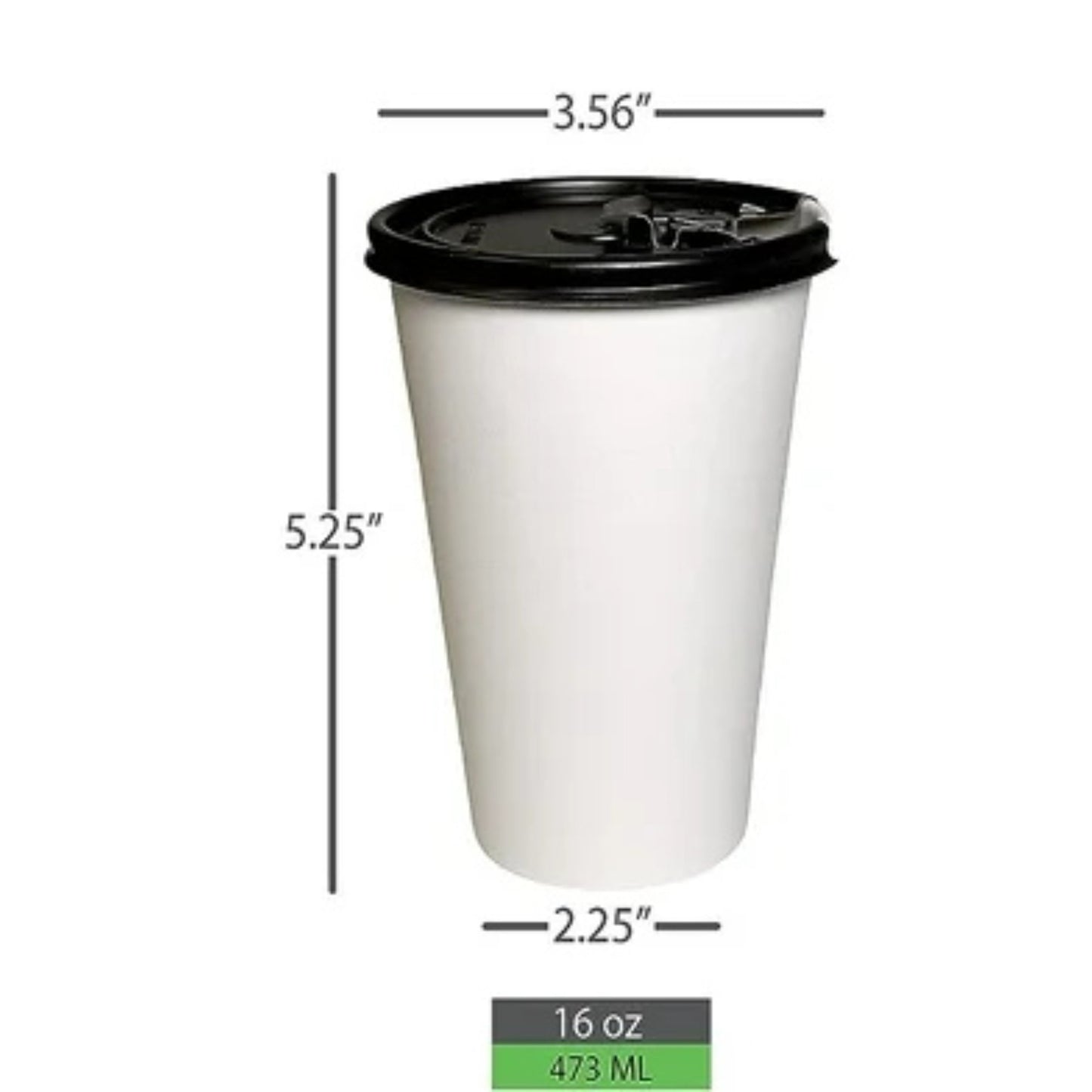 10oz White Poly Paper Hot Cups with Black Lids