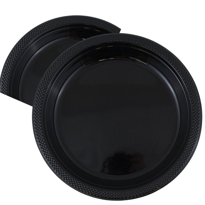 Disposable 9" Black Diner Plastic Plates