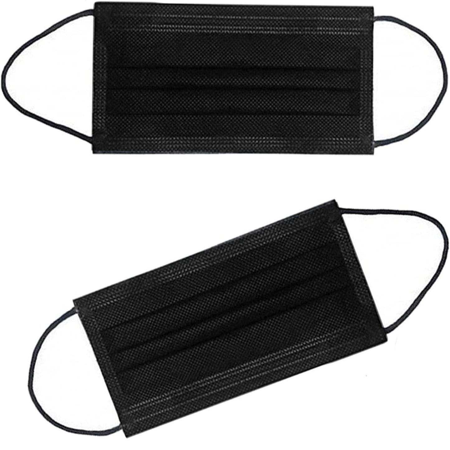 Disposable Black 3-Ply Face Masks with Elastic Earloops