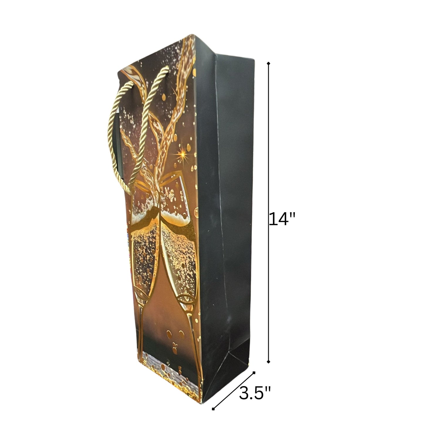 14" x 3.5" Glass Print Wine/Bottle Gift Bag
