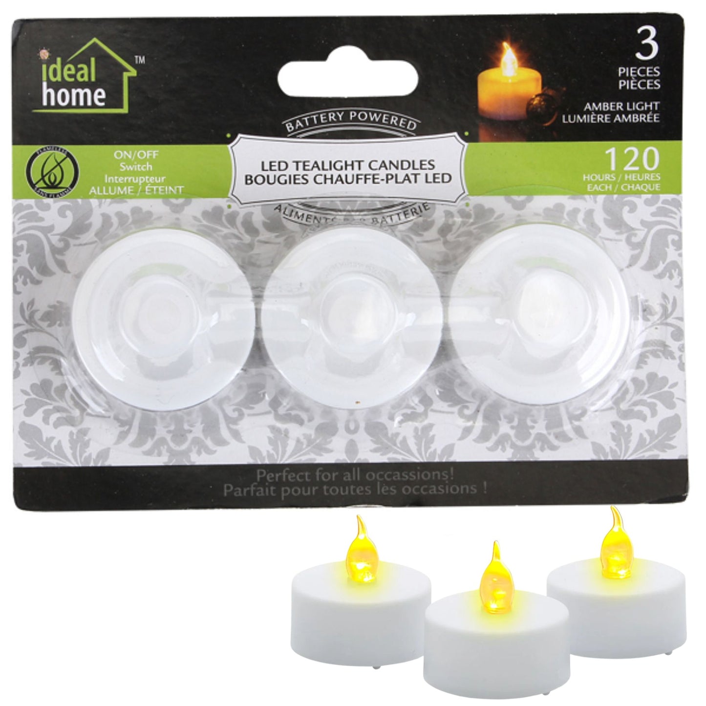 Battery Operated Amber LED Tealight Candle
