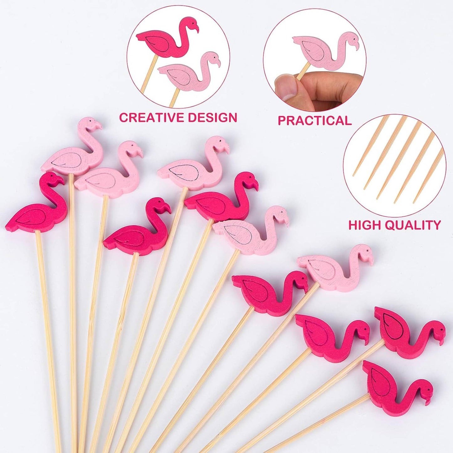 4.7" Fancy Flamingos Party Picks