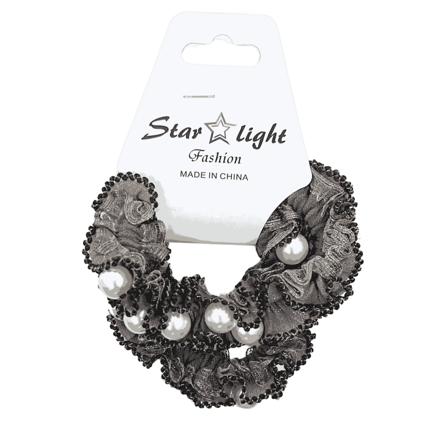 Lace Hair Tie with Imitation Pearl Round Beads