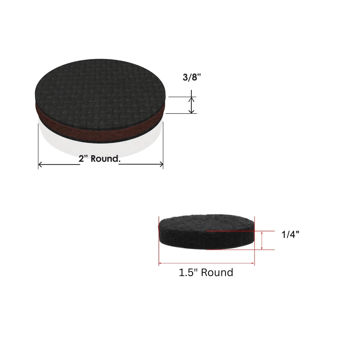 2 Sizes Round Felt Pads Set, Furniture & Floor Protectors