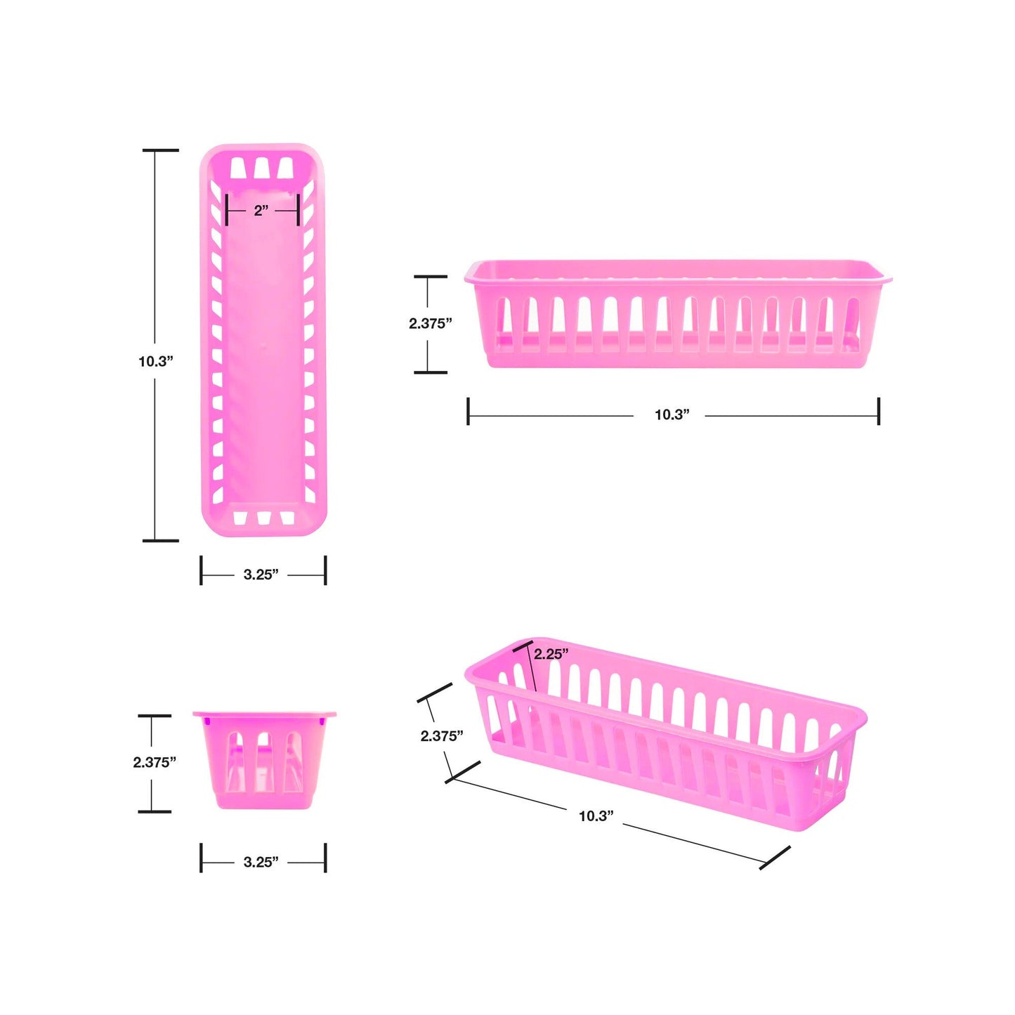 Rectangular 10.3"x3.25"x2.37" Slim Plastic Organizer 1CT