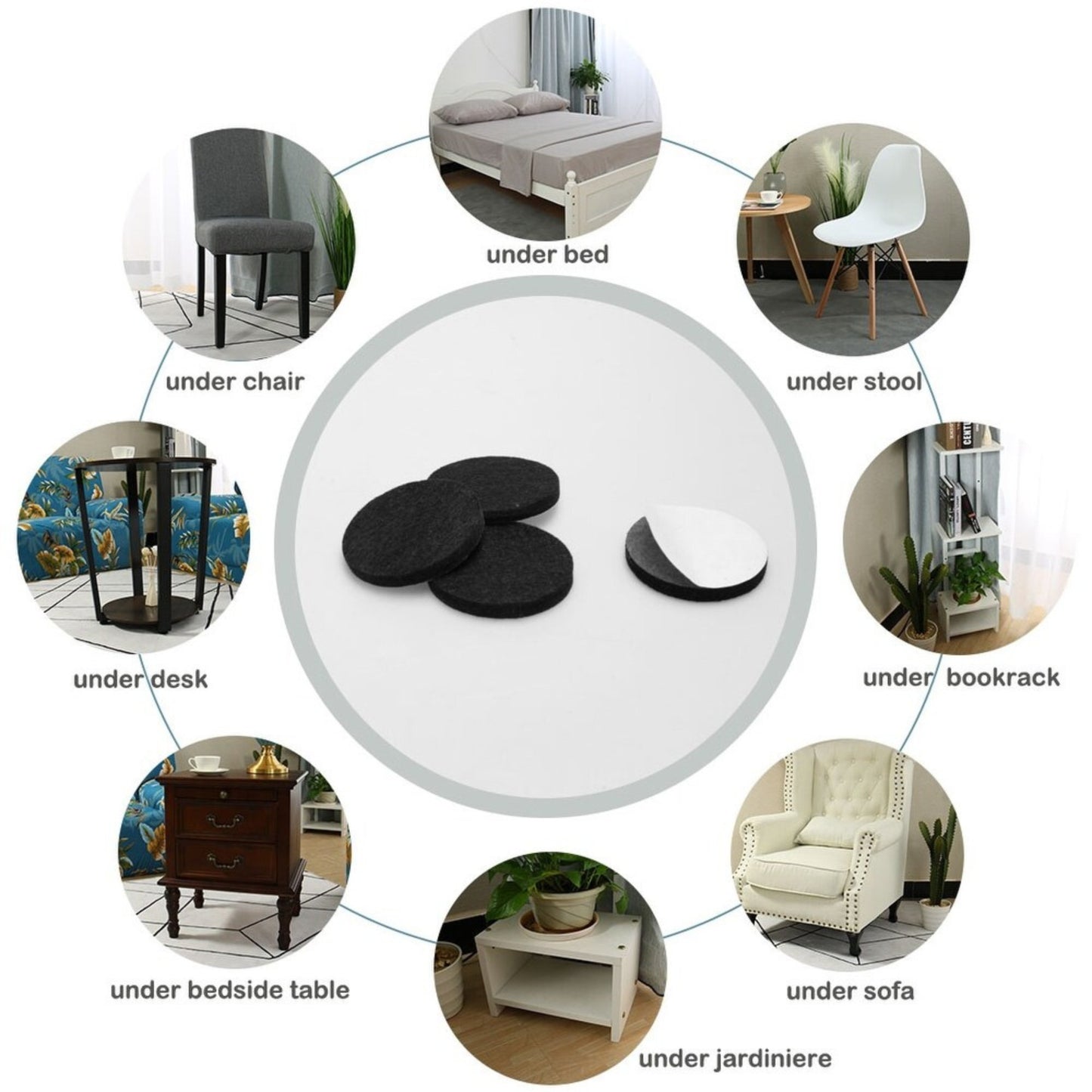 Round Felt Pads Set, Furniture & Floor Protectors