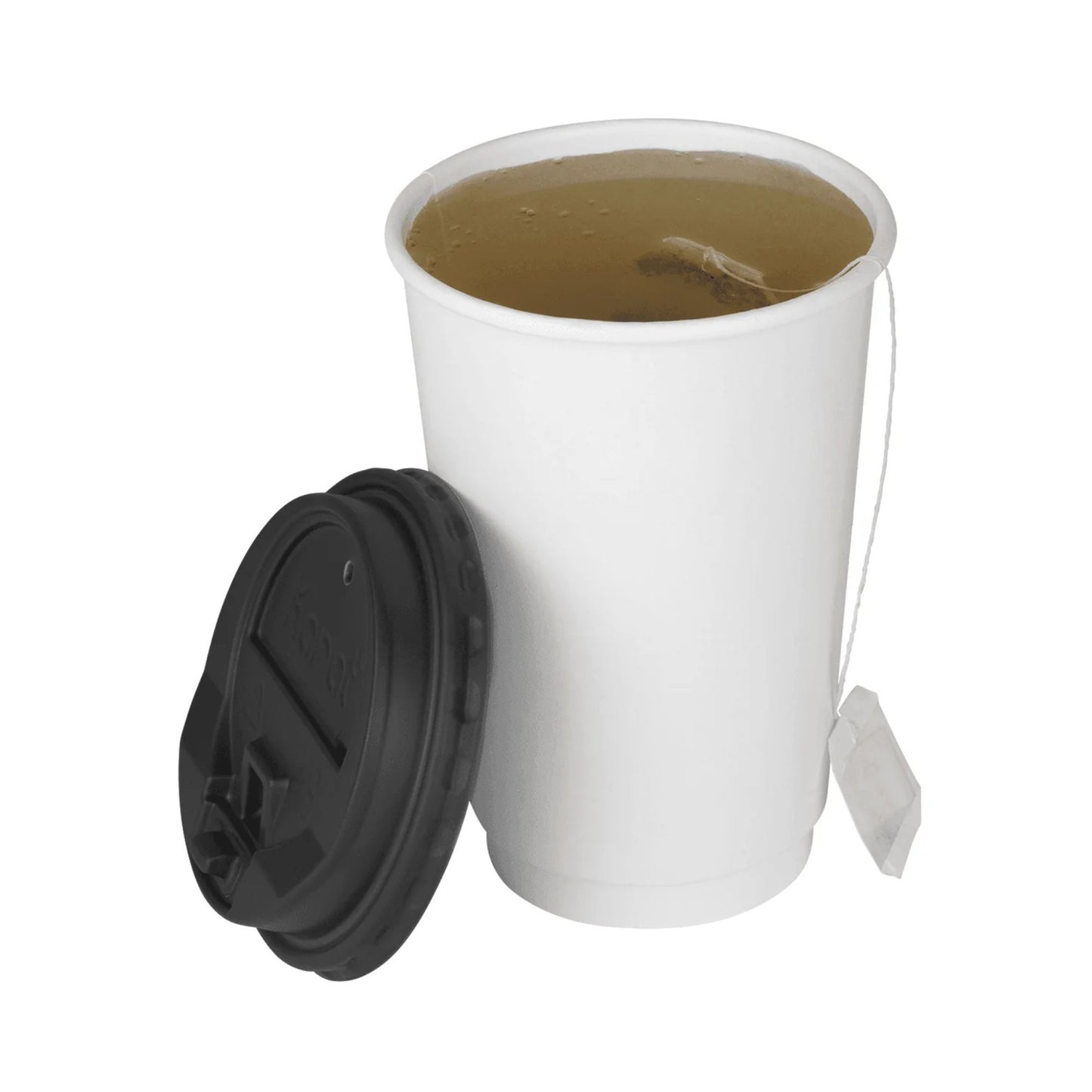 10oz White Poly Paper Hot Cups with Black Lids