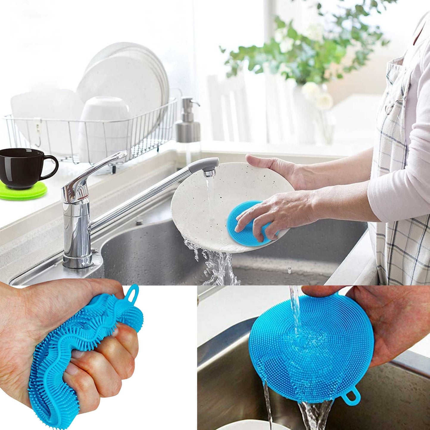 4.3" Round Silicone Sponge Scrubber