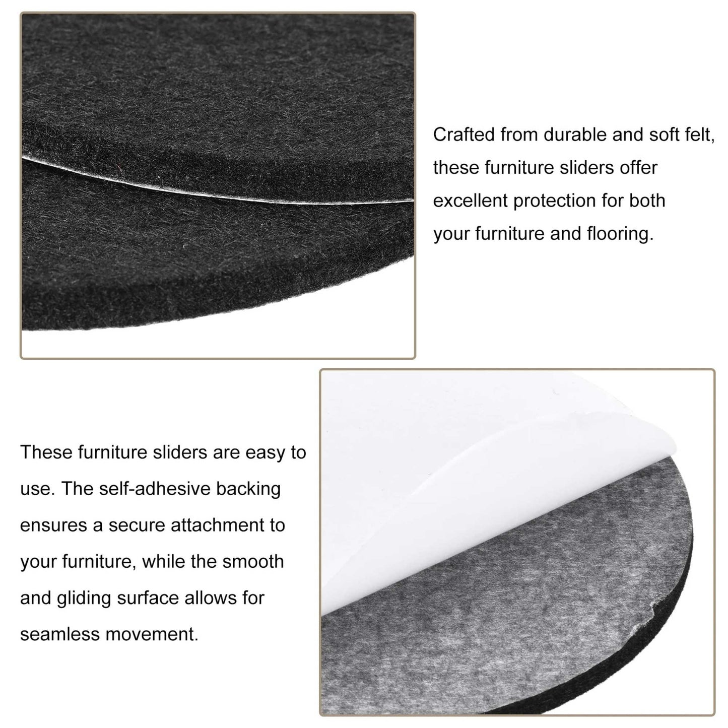 2 Sizes Round Felt Pads Set, Furniture & Floor Protectors