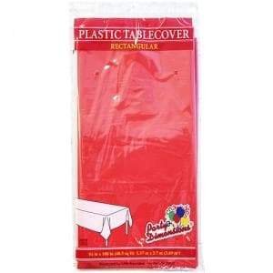 Tablecover Plastic Red Rectangular