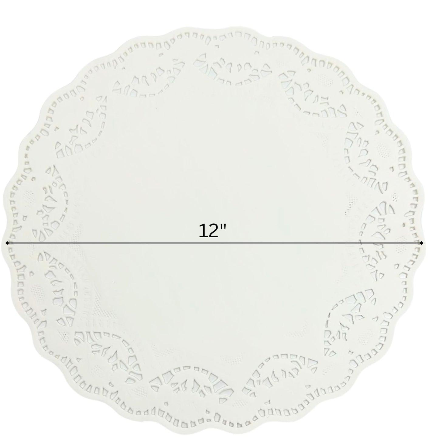12" Round White Lace Paper Doilies for Cake, Food & Dessert