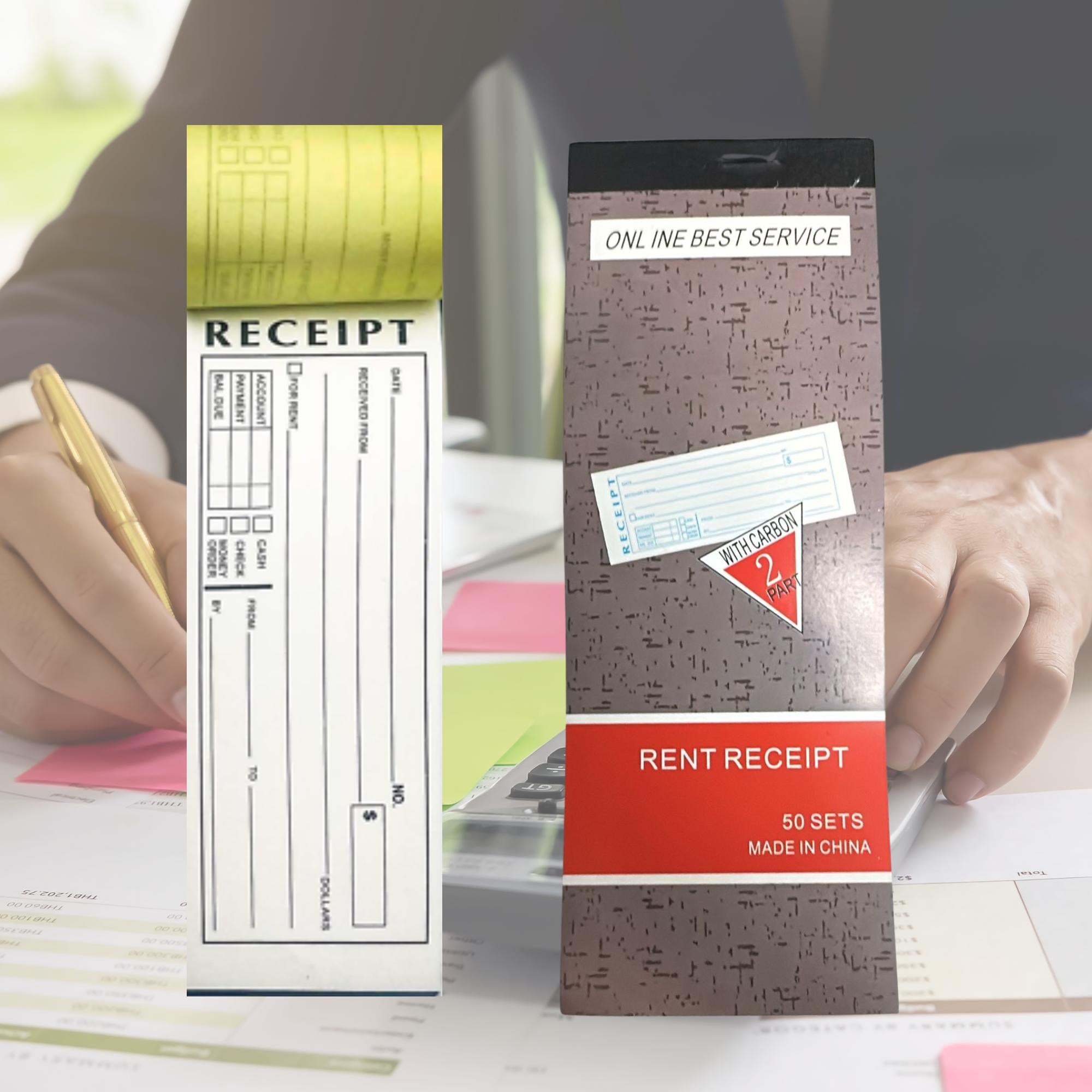 2-Part Carbonless with Log Sheet Rent Receipt Book: 50 Pack – 99Everything