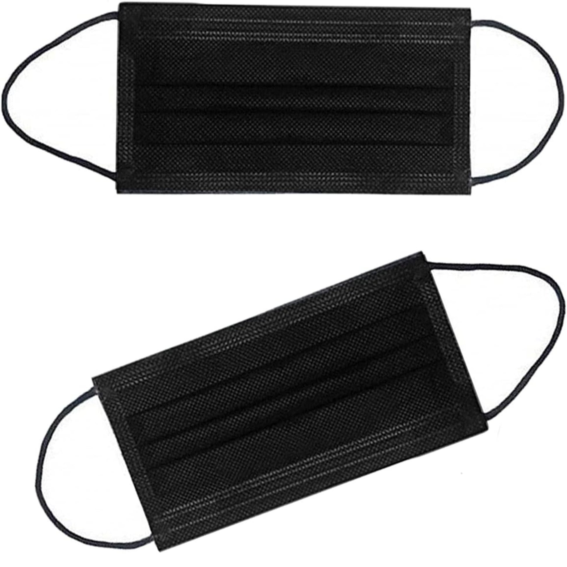 Disposable Black 3-Ply Face Masks with Elastic Earloops