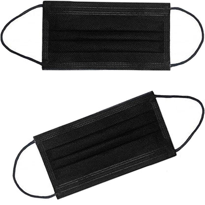 Disposable Black 3-Ply Face Masks with Elastic Earloops