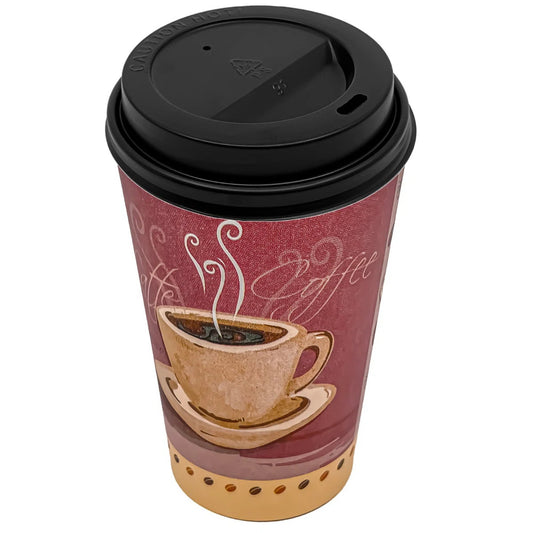 16oz Colored Heaven Hot Cups with Black Lids