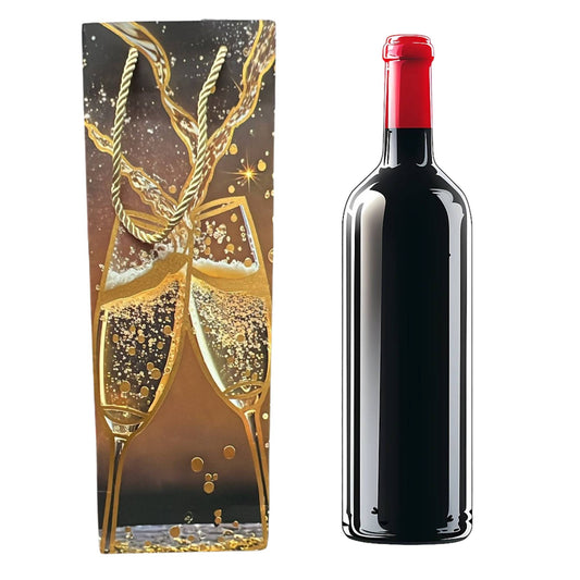 14" x 3.5" Glass Print Wine/Bottle Gift Bag
