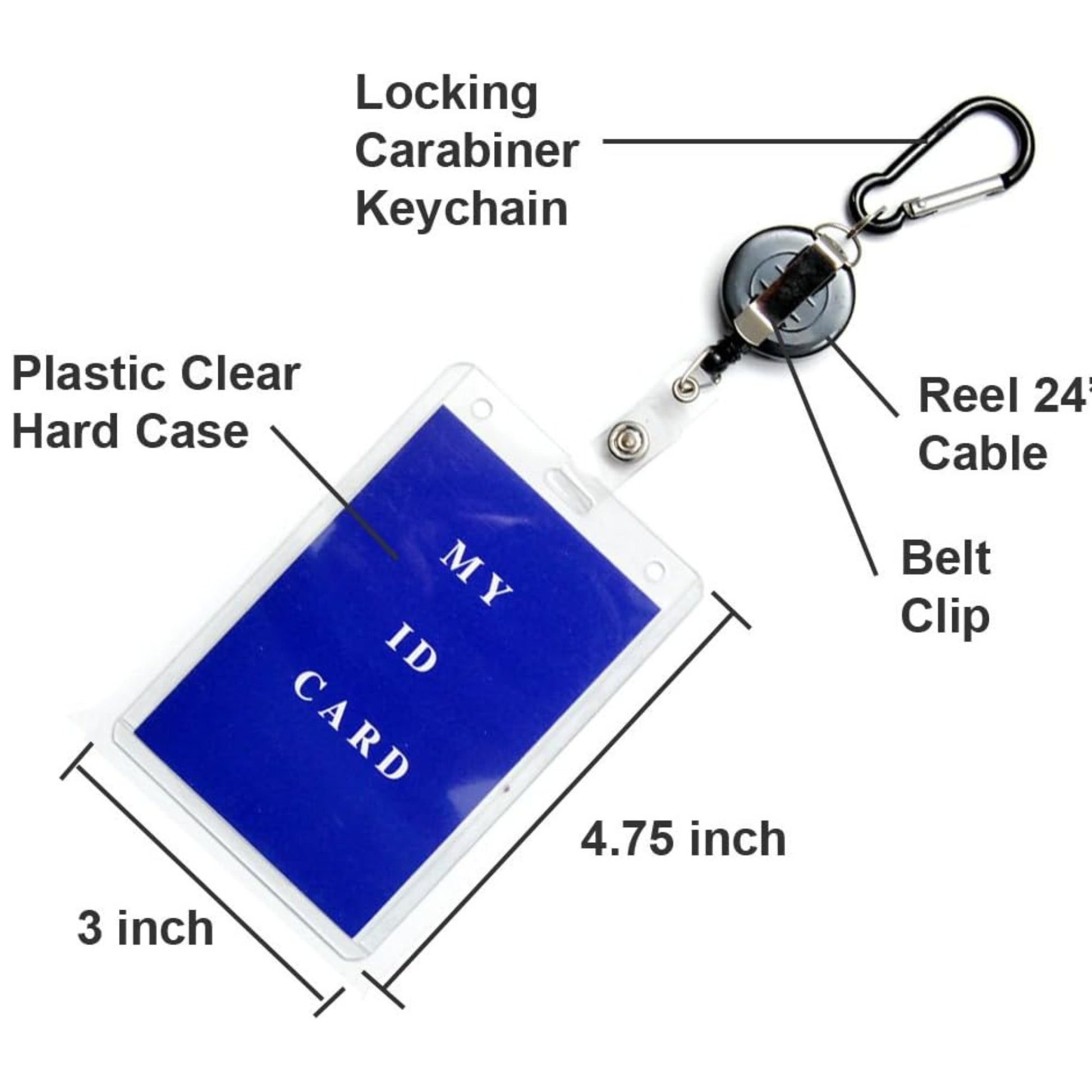 Retractable Badge Reel with Carabiner & Belt Clip