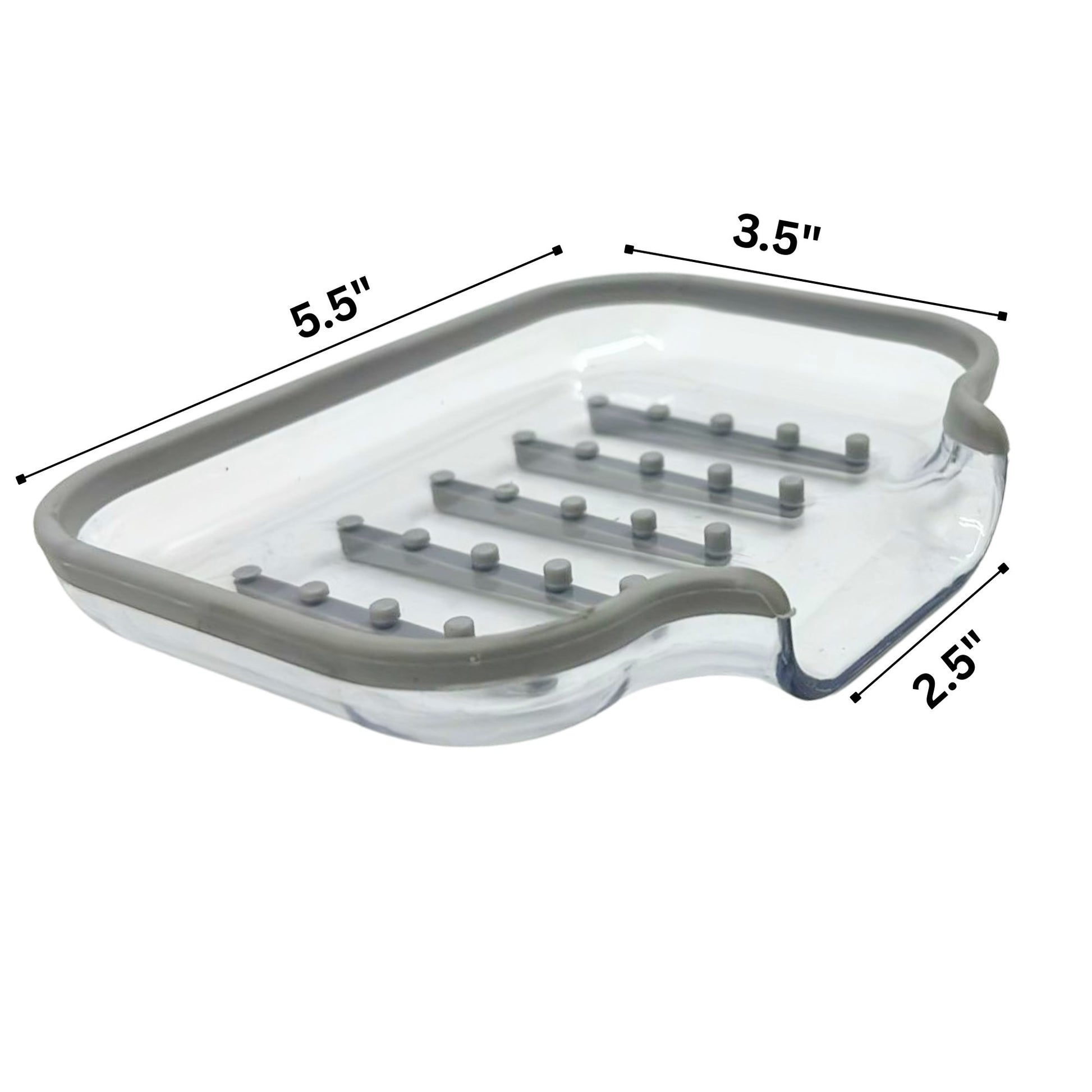 Transparent with Gray Border Plastic Soap Holder