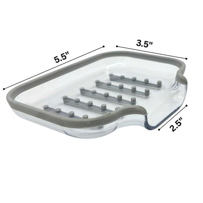 Transparent with Gray Border Plastic Soap Holder