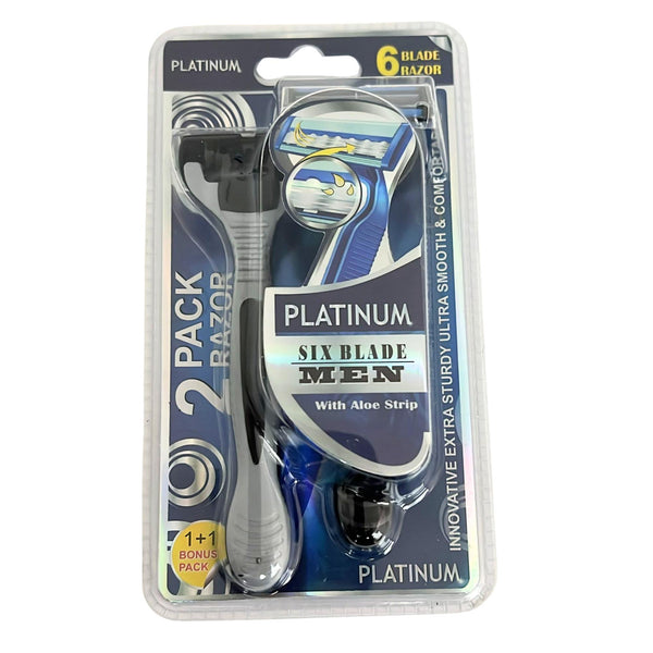 V Blade Razor Platinum Six Blade Razors for Ultra-Smooth Shaving: 2 Pack – 99Everything