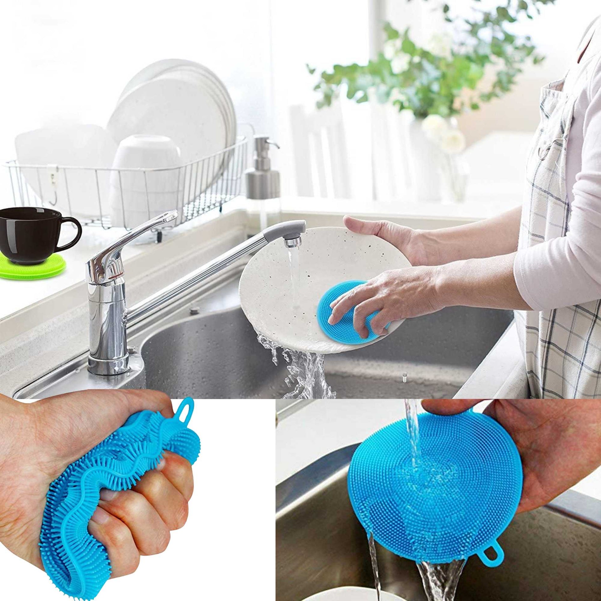 4.3" Round Silicone Sponge Scrubber