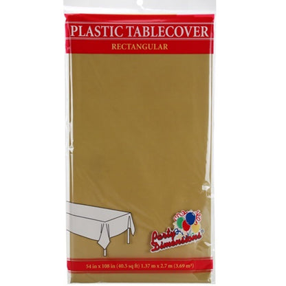 Tablecover Plastic Gold Rectangular 
