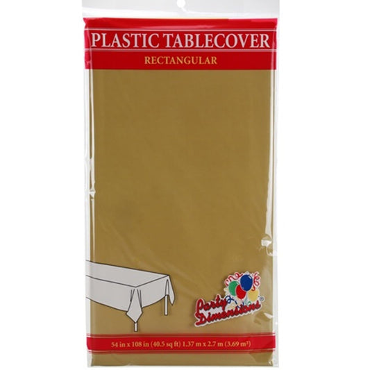 Tablecover Plastic Gold Rectangular 