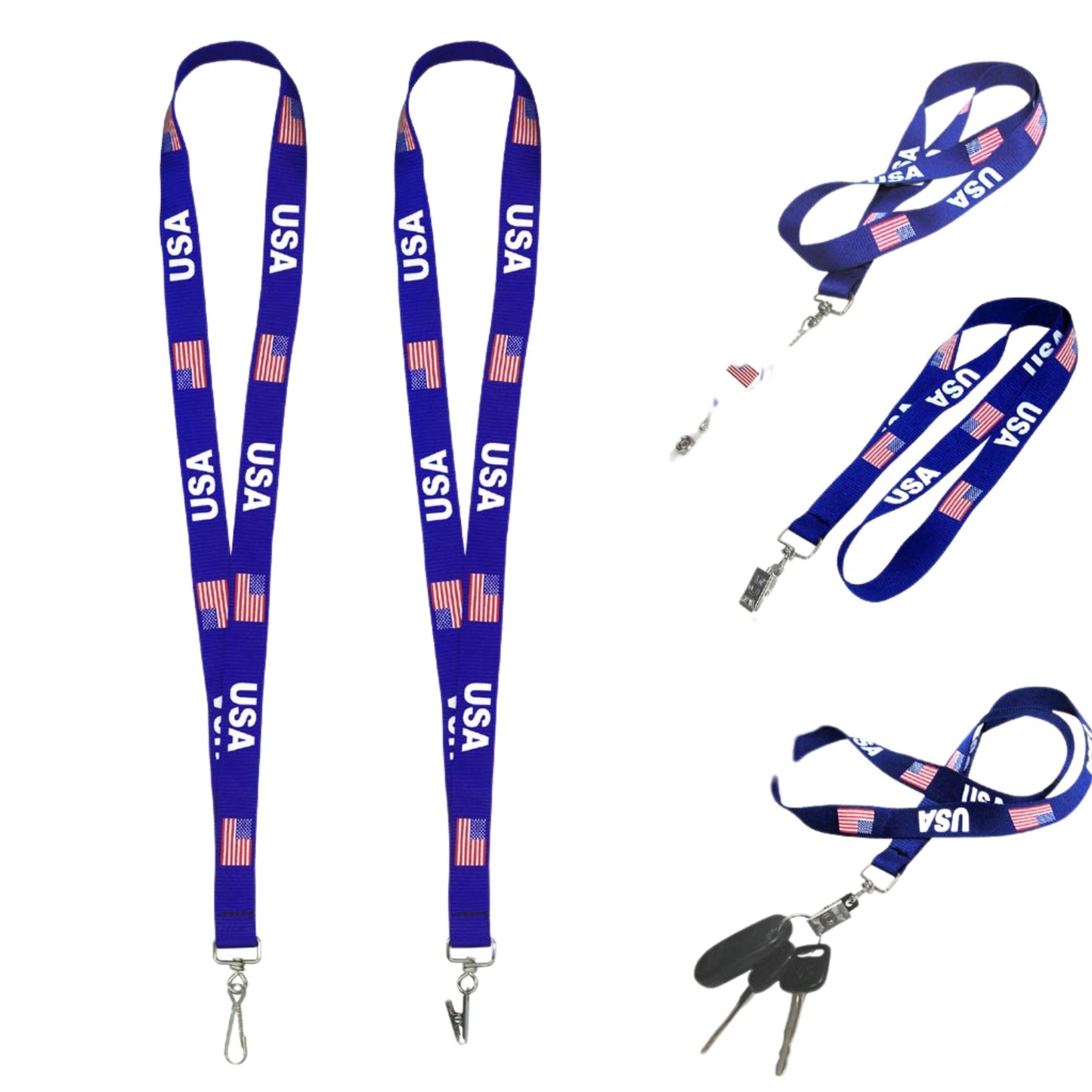 USA Flag Lanyard Keychain with Quick Release – Neck Strap for Keys, ID Cards, and Badges