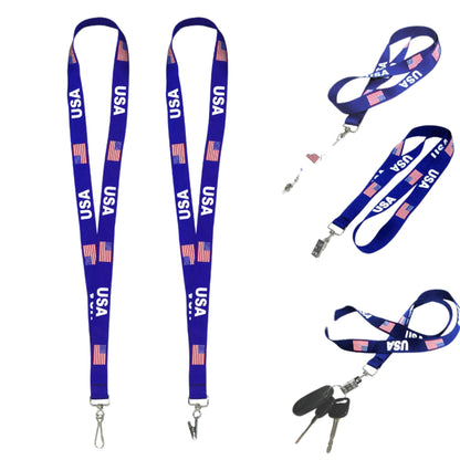 USA Flag Lanyard Keychain with Quick Release – Neck Strap for Keys, ID Cards, and Badges